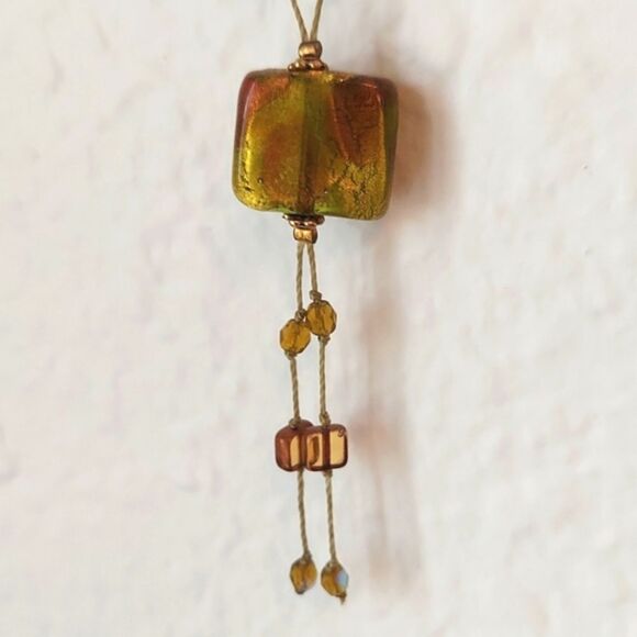 Handmade Amber & Green Statement Necklace - Picture 2 of 5